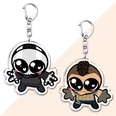Cute Military Game Ghost Chibis Keychains for Accessories Cod Soldier Soap Simon Riley Keyring Jewel
