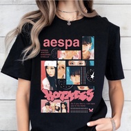 AESPA T-shirt Aespa ร้อน Mess เสื้อ aespa Kpop อัลบั้มกราฟิก Tee KARINA ฤดูหนาว NING GISELLE สาวกลุ่