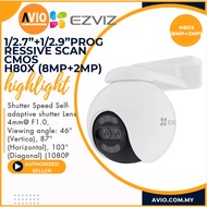 Ezviz 8MP + 2MP Dual Lens Wifi Wireless Outdoor PT Pan Tilt CCTV Camera Night Vision H80X (8MP+2MP)