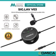 COMICA SIG.LAV V03 WIRED OMNI-DIRECTIONAL LAVALIER MICROPHONE WITH REAL-TIME MONITOR & SUPER ANTI-IN