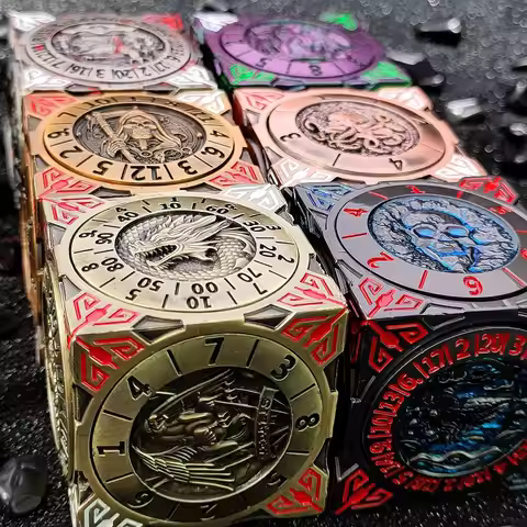 7IN1 Six Sided Rotating DND Metal Dice Dungeon And Dragon Table Role Play Game Dice D4 D6 D8 D12 D20