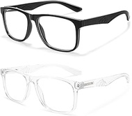 MUDIWRLO 2 Pack Square Blue Light Blocking Glasses for Men Lightweight Eyeglasses Frame Filter Blue Ray Computer Game Glasses