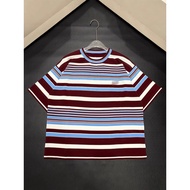 FU9M Ladies Early Spring Letter Stripes Round Neck Short Sleeve Sweater Top