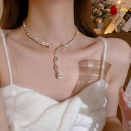 Zircon Water Drop choker Necklace Light Luxury Niche High-End Collar Autumn Winter Dress All-Match Classy Jewelry Wholesale Girls Necklace iu Cute Jewelry Wear Matching Accessories Gift Jewelry