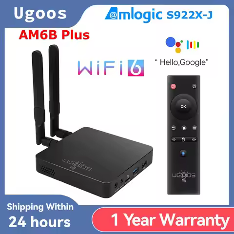 Ugoos AM6B Plus WIFI6 Amlogic S922X-J 2.2GHZ TV BOX Android 9 LPDDR4 4GB RAM 32GB ROM 4K Media Playe
