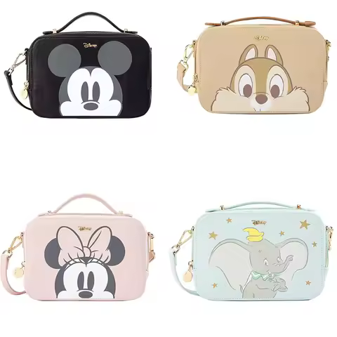 Disney Bag, Mini Box Shoulder Purse with Detachable Strap, Featuring Dumbo, Minnie, Chip 'n Dale & M