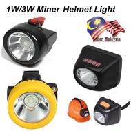 1W/3W Miners Head Cap Cordless Torch Lamp Light LED Helmet Safety Power Miners