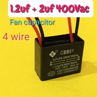 4 wire 1.2uf+2uf 250v Fan capacitor kipas kapasitor 1.2uf + 2uf 250v