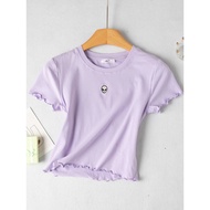 casual top summer top D42-4 Summer Foreign Trade Women's New Corner Short-sleeved Knitted Stretch Bo