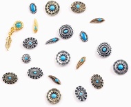 50 PCS Metal Turquoise Nail Charms - Western Cowboy Nail Art Decorations 3D Nail Gems for DIY Manicu
