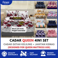 Bed Sheet Queen Cadar Queen 4in1 Cadar Getah Keliling Sarung Tilam Queen Bedsheet Cadar Murah 床单