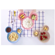 SUMAIRU Kid Children Dish Plate Set Cute Mickey Design Baby Self Feeding Eco Wheat Training Bowl Tab