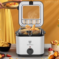 【Ready Stock】Electric Deep Fryer With Stainless Steel Basket 2.5L Mechanical Oil Fryer Temperature Knob Fried Fryer