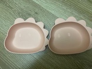 ΨPANDA清Ψ 兒童副食品盤 零食盤 嬰兒副食品盤 幼兒餐盤 粉恐龍造型立體餐盤 貓咪餐盤 罐頭盆 飼料盆 罐頭餐盤 大面積餐盤 大容量餐盤