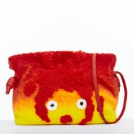 LOEWE Howls Moving Castle Flamenco Calcifer red yellow shearling clutch bag