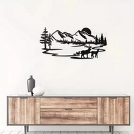 Deer Wall Decor 17.5 Pieces x 8.5 Pieces Rustic Deer Decorations for Home, Forest-Themed Wall Art,or