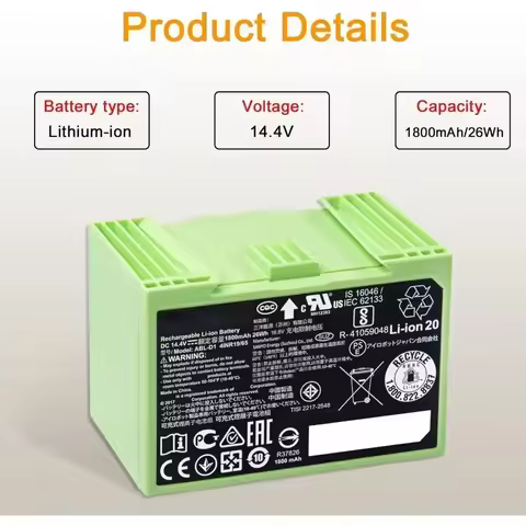 14.4V 5000mAh i7 Battery Replacement for iRobot Roomba e and i Series i7+ e5 7150 7550 i3 3150 i3+ 3