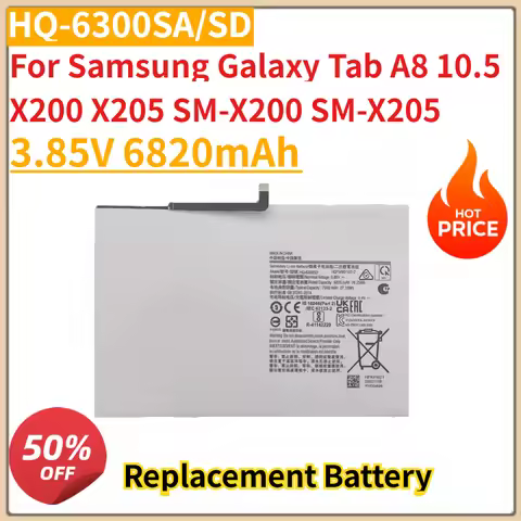 New HQ-6300SD HQ-6300N Battery 3.85V 6820mAh for Samsung Galaxy Tab A8 10.5 X200 X205 SM-X200 SM-X20