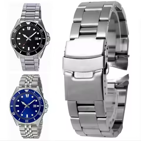 22mm Diving Stainless Steel Metal Strap For Casio Duro Mdv107-1A MDV106-1A Watch Bracelet Watchband 