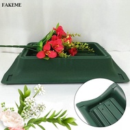 FAKEME Floral Funeral Vase in Saddle Shape, Containing Two Floral Foam Flowers.