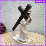 [Wenodxa] Sacred Jesus Cross Resin Figurine Religious Statue for Home Church Altar Christian Decorat