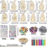 TEMU 70pcs Diy Wooden Craft Kit: Christmas Tree And Gnome Ornaments For Hand-eye Coordination, Semi-