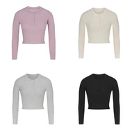 Skims-Style Long Sleeve Waffle Knit T-Shirt - Slimming Silhouette