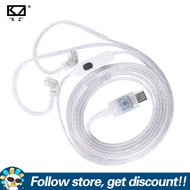 KZ Type-C สายเคเบิลหูฟังชุบเงินปราศจากออกซิเจนหมุดชุบทอง0.75มม. บริสุทธิ์สูงสายอะไหล่ DAC ชิปในตัวเส