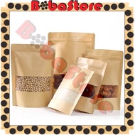 Bobastore Standing Pouch Craft Windows Brown I Coffee Packaging I Ziplock Paper Packaging R999