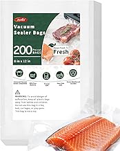 Aotto Vacuum Sealer Bags for Food - 200 Count Quart 8" x 12" Commercial Grade BPA Free Heavy Duty Va