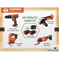 DAEWOO COMBO SET E 20V CORDLESS (DALD158H IMPACT DRILL, DALAG005 GRINDER, DALJS009 JIGSAW, DALMT59 M