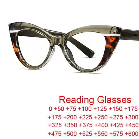 Jelly Green Oversized Cat Eye Reading Glasses Women High Quality Anti Blue Light Prescription Women 