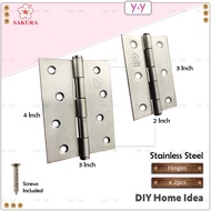 Sakura DIY 100% SUS304 Stainless Steel Heavy Duty Door Hinge / Furniture Hinge / Ensel Pintu Kayu