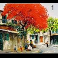 EXTREMELY CHEAP ANTIQUE STREET CANVAS PAINTING 30x30cm 40x40