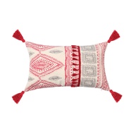 Vỏ gối tựa sofa hình học đơn giản màu hồng 30x50/45x45 Vỏ Gối Trang trí gia đình tua rua thời trang