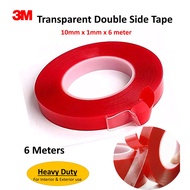 3m Heavy Duty Strong Double Sided Acrylic Foam Tape (Clear) 6m x 10mm x 1mm Double Sided Tape Heavy 