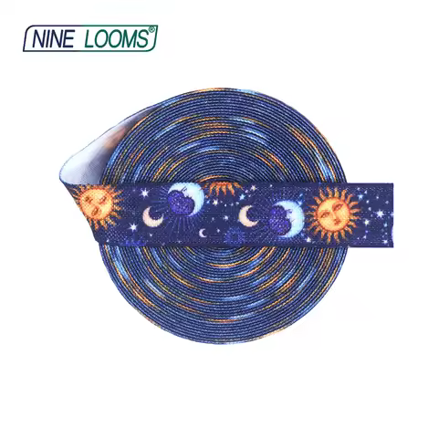 NINE LOOMS Print Fold Over Elastics FOE 5/8" 15mm Skull Leopard Spandex Bands Hair Tie Headband Sewi