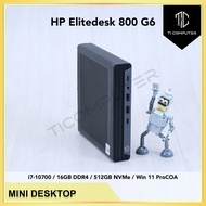 HP Elitedesk 800 G6 Mini Intel Core i7-10700 16GB RAM 512GB NVMe SSD Win 11 Pro Refurbished Desktop 