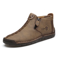 Prikol British Klasik Sepatu Boots Tinggi Pria Casual Import Keren Kulit Boots Lentur Resleting Tanp