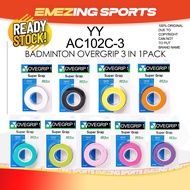 (100% ORIGINAL) YY Super Grap AC102C Badminton Tennis Synthetic Overgrip (3 IN 1) - Over Grip AC 102