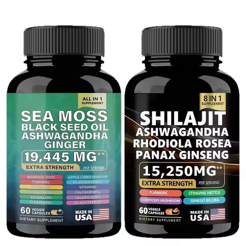 ORGANIC SHILAJIT Capsules 1000mg Sea Moss Capsules Ginseng Pills