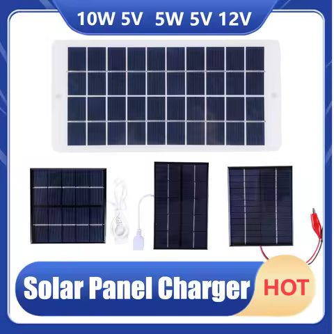 USB Battery Charger Solar Panel 10W 5W 5V 12V Portable Solar Battery Charger Solar Panel Lightweight