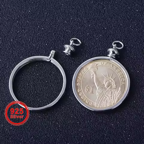 925 Sterling Silver Coin Bezel Pendant Base for US 1 Cent, 5 Cents, 10 Cents, 25 Cents, 50 Cents, – 