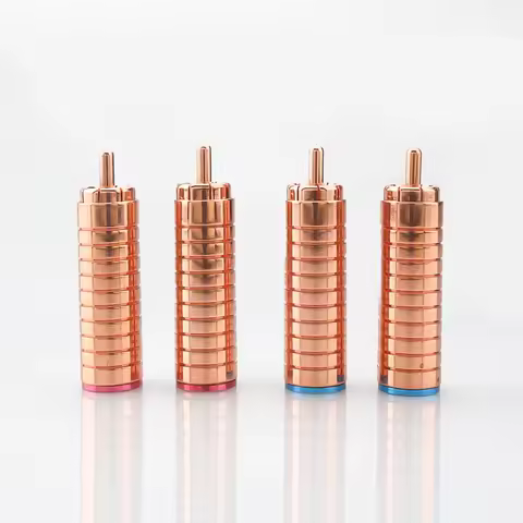 RCA Connector Copper 4/pcs Red Copper Plated RCA Interconnect Plug Audio Cable Plug Solder RCA Conne