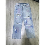BigD Clothing - KSUB1 Men's Light Blue Ripped Patch Non-Stretch Jeans AG12