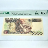 Uang Kertas Kuno Sasando 5000 Rupiah 1992 Mahar Nikah Star PMG 67 EPQ