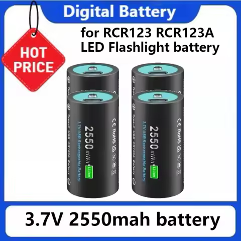 CR123A CR123 16mmX35mm Rechargeable Battery with USB Inport for RCR123 RCR123A LED Flashlight 3.7V 2