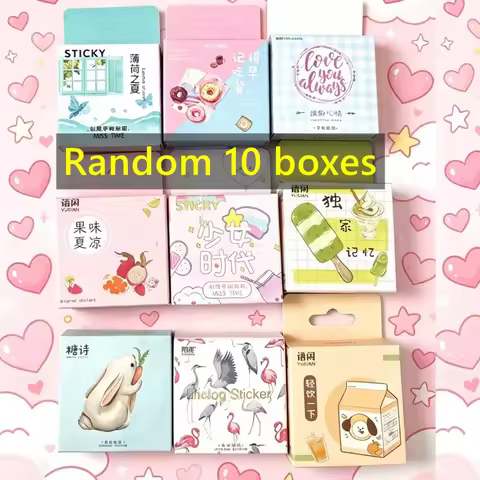 3-10 Box Cute Plant Stationery Stickers Kawaii Food Stickers Paper Adhesive Stickers for Scrapbookin