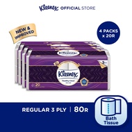 Kleenex Bath Tissue Toilet Tissue Paper Clean Care Regular 3 Ply - (4 packs x 20 rolls) - VB