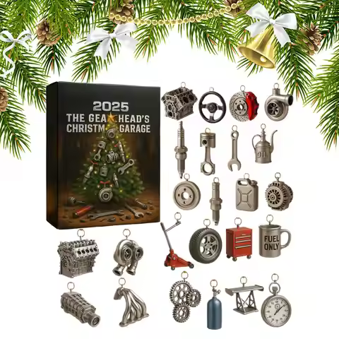 Christmas Advent Calendar 2025 Garage Theme 2D Acrylic Countdown Calendar Pendant Christmas Tree Dec
